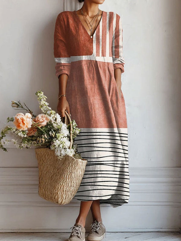 Rosa™ | Boho-Φόρεμα σε Terracotta με μπλοκ